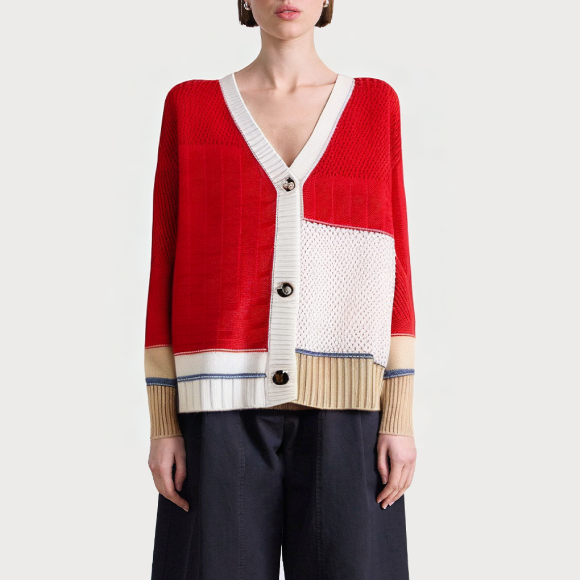 Fashionable loose red women's sweater