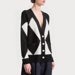 Women's diamond pattern single-breasted cardigan