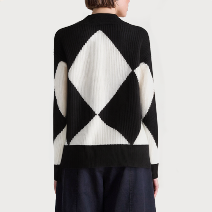 Women's diamond pattern single-breasted cardigan