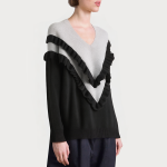 Contrast color ruffle trim loose women's sweater