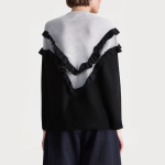 Contrast color ruffle trim loose women's sweater