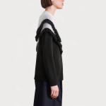 Contrast color ruffle trim loose women's sweater