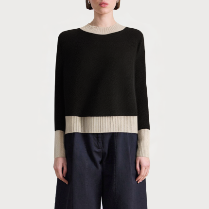 Colorblock loose round neck women's sweater
