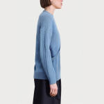 Blue round neck off-shoulder women's sweater