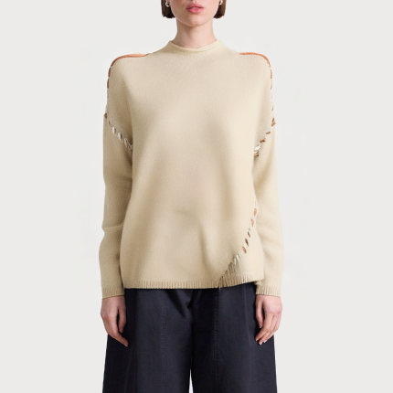 Ribbed knitted loose half turtleneck women's sweater