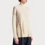 Ribbed knitted loose half turtleneck women's sweater