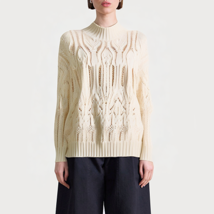 Turtleneck cable knit women's sweater
