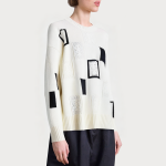 Autumn patchwork round neck women's sweater