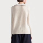 Beige loose single-breasted women's sweater