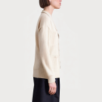 Beige loose single-breasted women's sweater