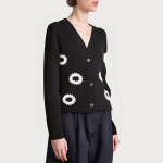 Black floral embroidered women's sweater