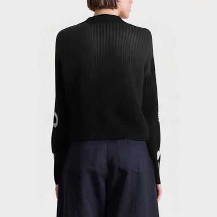 Black floral embroidered women's sweater