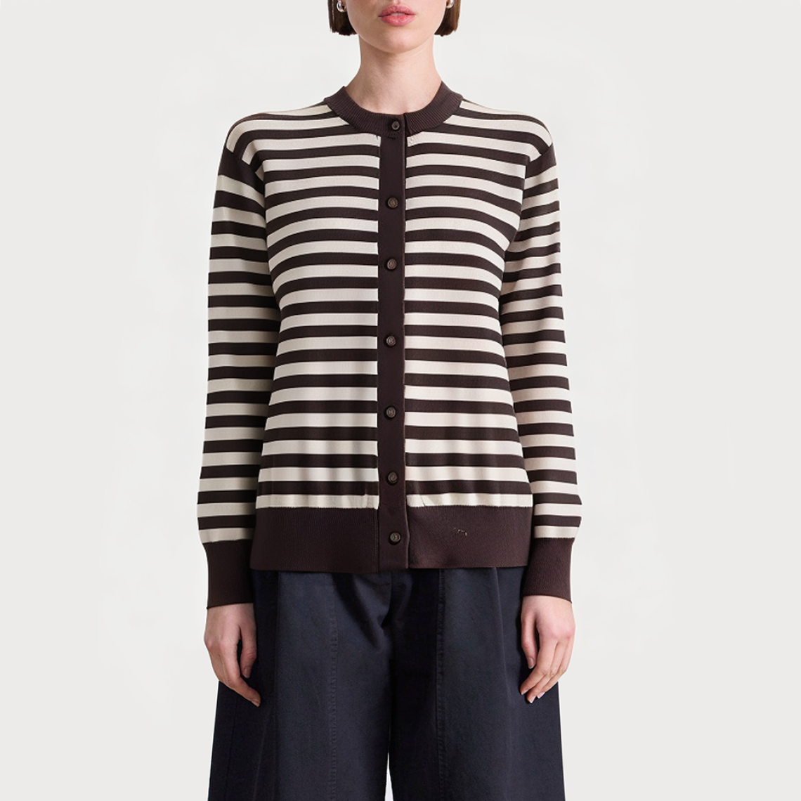 Vintage striped round neck women's sweater