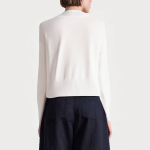 White diamond button V-neck women's sweater