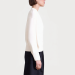 White diamond button V-neck women's sweater