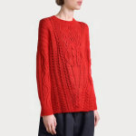 Fashionable round neck red women's sweater