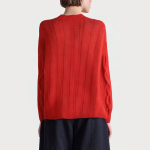 Fashionable round neck red women's sweater