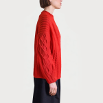 Fashionable round neck red women's sweater