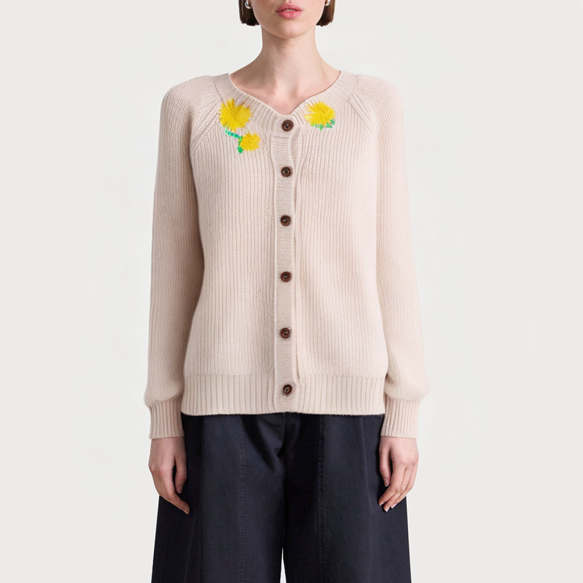 Autumn floral embroidered women's sweater