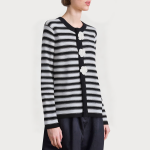 Women's floral button-down striped sweater