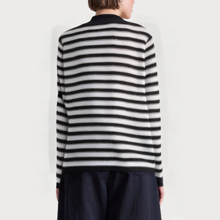 Women's floral button-down striped sweater