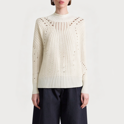 Half-high collar hollow ribbed women's sweater
