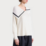 White unique sailor collar women's sweater