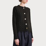 Black wavy hem loose women's sweater