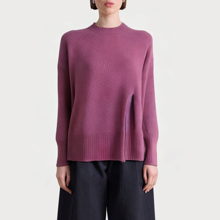 Purple front slit loose women's sweater