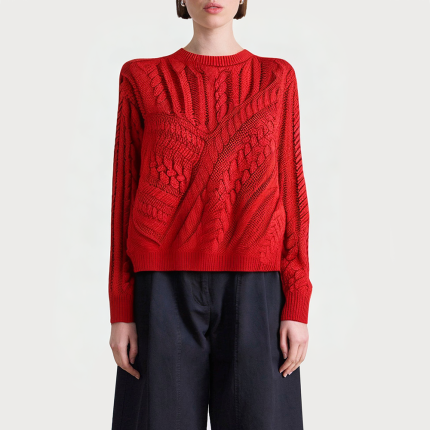 High-quality chunky knit crew neck women's sweater