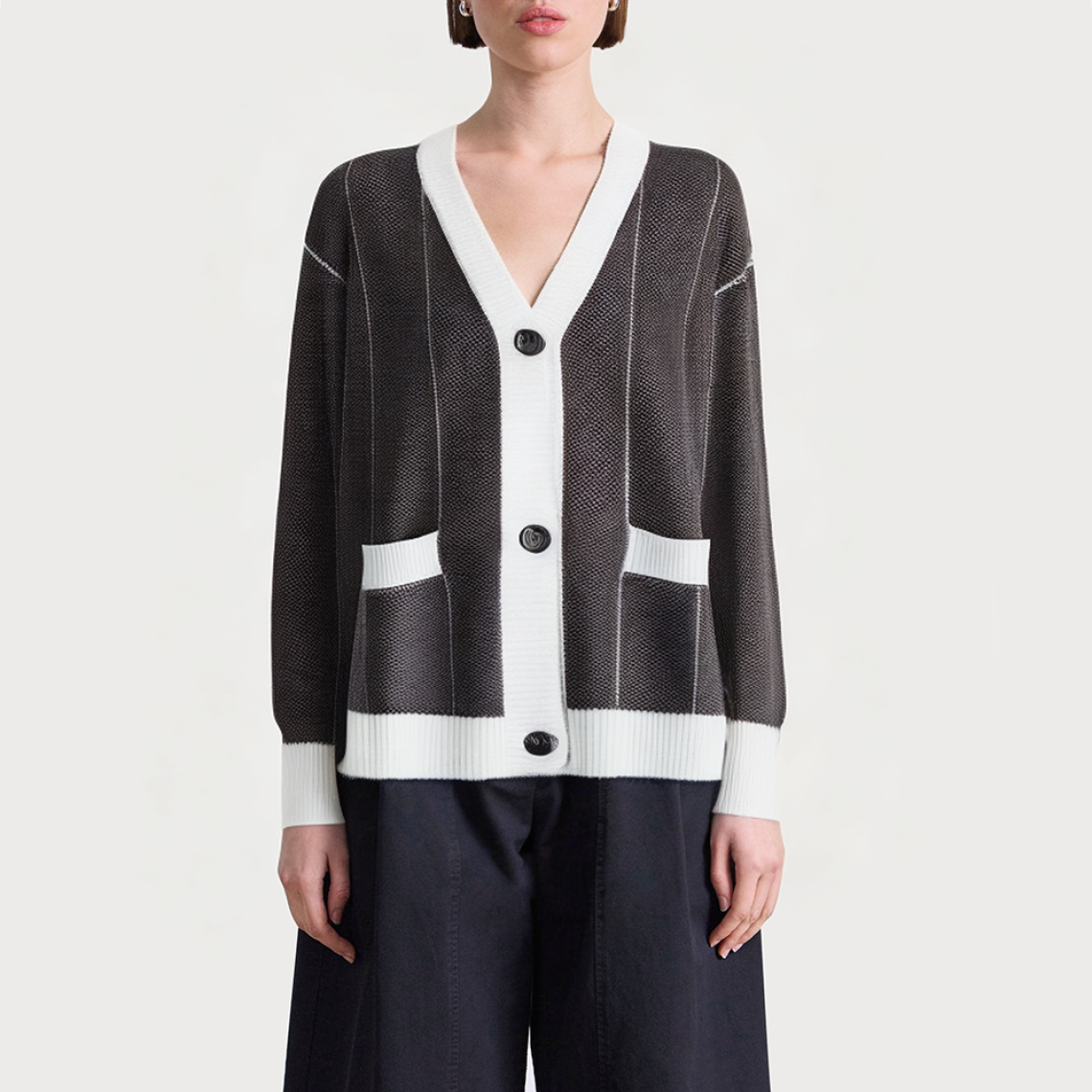 Retro contrast color loose women's sweater