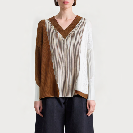 Mixed color comfortable dropped shoulder women's sweater