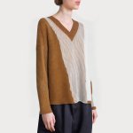 Mixed color comfortable dropped shoulder women's sweater