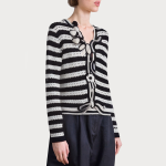 Striped V-neck breathable women's sweater