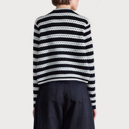 Striped V-neck breathable women's sweater