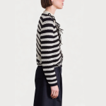 Striped V-neck breathable women's sweater