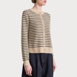 Fashionable striped button women's sweater