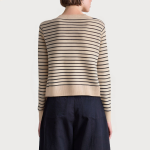 Fashionable striped button women's sweater