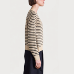 Fashionable striped button women's sweater