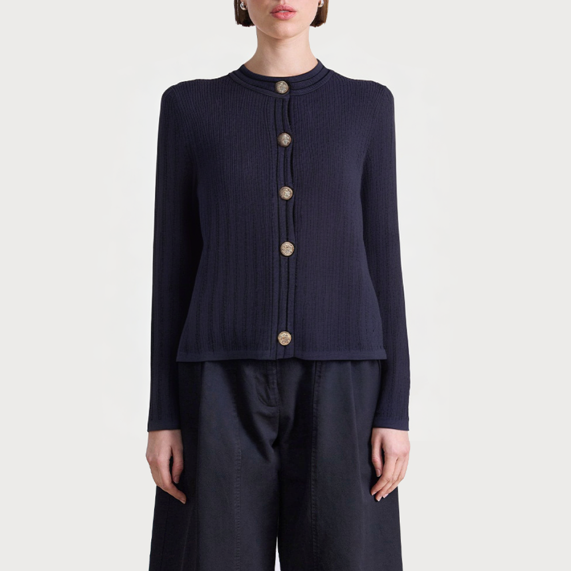 Vintage single-breasted long-sleeved women's sweater