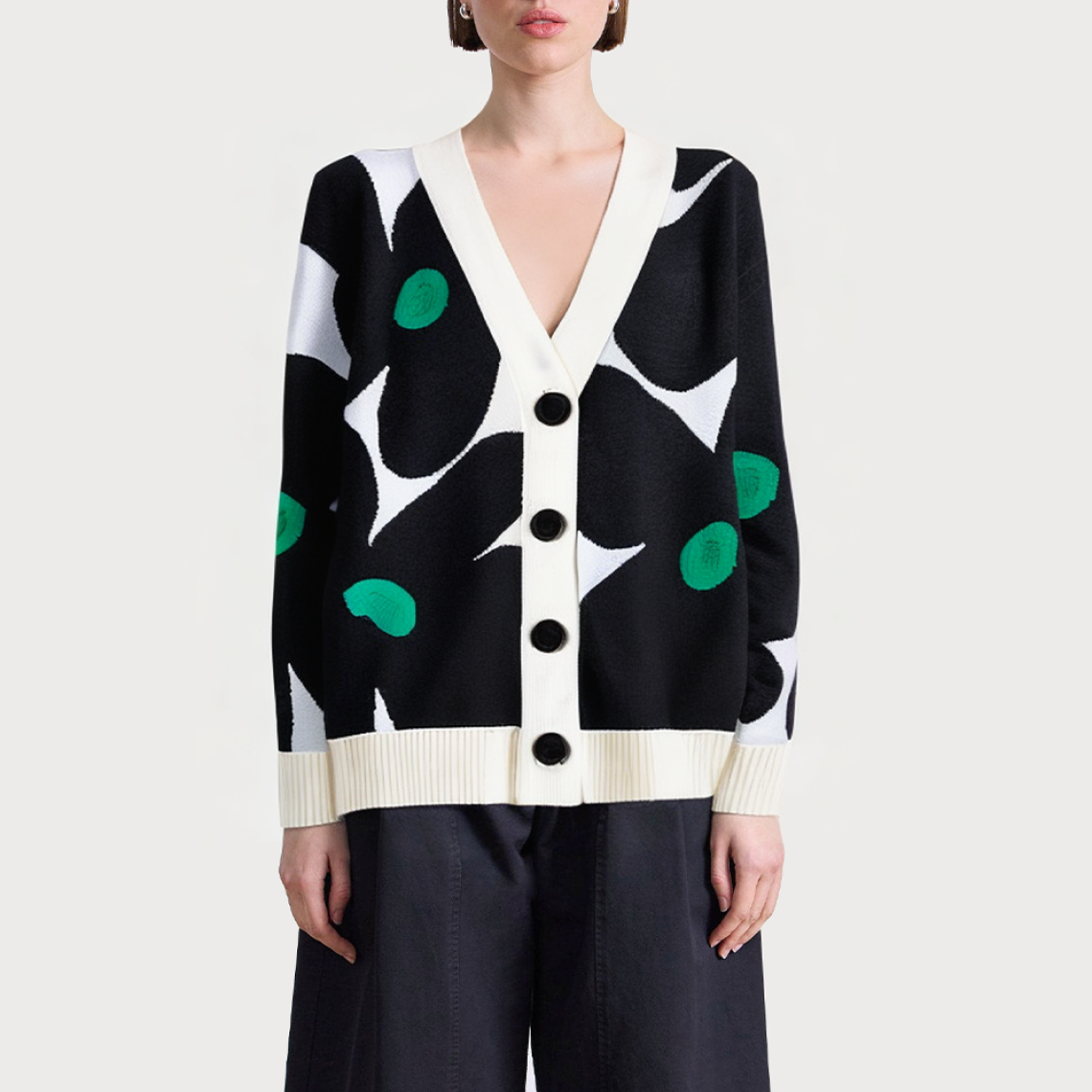 Women's floral contrast pattern sweater