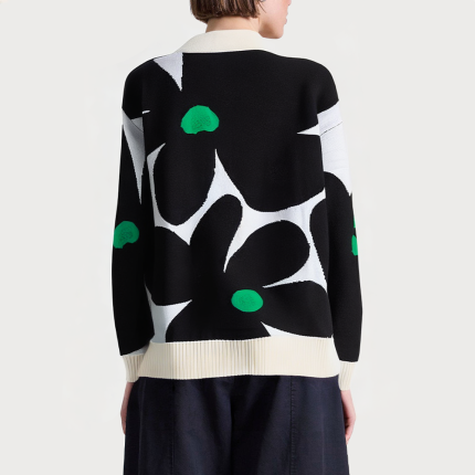 Women's floral contrast pattern sweater
