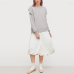 Fashionable grey round neck women's sweatshirt