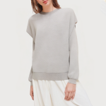 Fashionable grey round neck women's sweatshirt