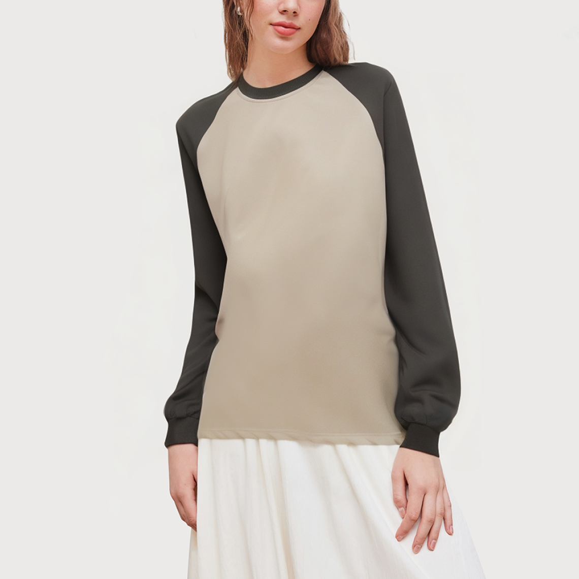 Contrast color casual long-sleeved women's sweatshirt