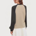 Contrast color casual long-sleeved women's sweatshirt