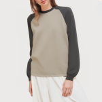 Contrast color casual long-sleeved women's sweatshirt