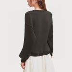 Black casual V-neck women's sweatshirt