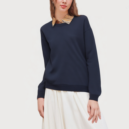 Fashionable plaid lapel women's sweatshirt