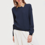 Fashionable plaid lapel women's sweatshirt